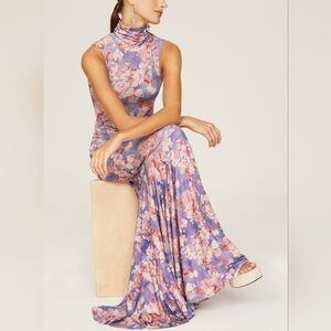 Caroline Constas Lavender Floral Maxi Dress